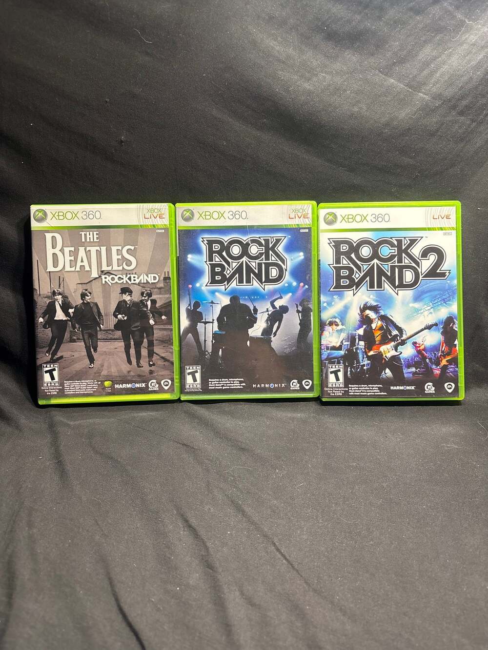Rock Band 1 2 The Beatles Rockband Xbox 360 Video Game Lot 3 Games Harmonix EA